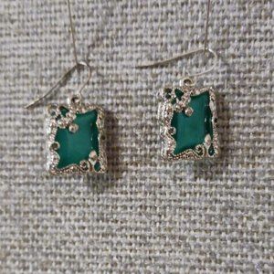 Unique Blue-Green Colored Dangle Earrings